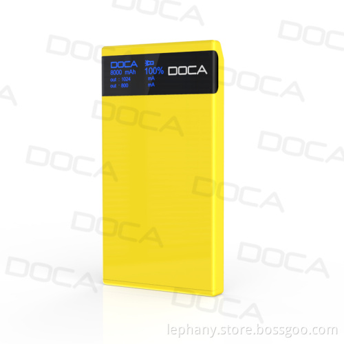 DOCA D601 8000mah power bank ultra thin design with OLED screen